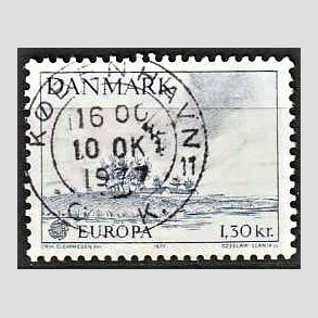 FRIM�RKER DANMARK | 1977 - AFA 636 - Europam�rke 1,30 Kr. bl� - Pragt Stemplet K�benhavn