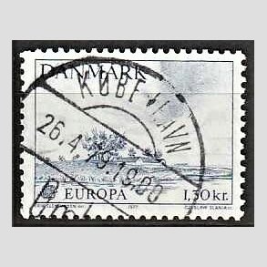 FRIM�RKER DANMARK | 1977 - AFA 636 - Europam�rke 1,30 Kr. bl� - Pragt Stemplet H�rsholm
