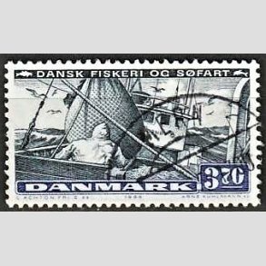 FRIM�RKER DANMARK | 1984 - AFA 812 - Fiskeri og s�fart - 3,70 Kr. sortbl�/b�rkbl� - Pragt Stemplet Mern