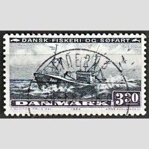FRIM�RKER DANMARK | 1984 - AFA 811 - Fiskeri og s�fart - 3,30 Kr. sortbl�/violet - Pragt Stemplet Jyderup