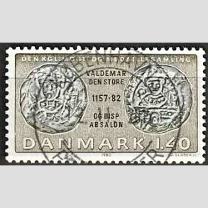 FRIM�RKER DANMARK | 1980 - AFA 709 - Gamle danske m�nter - 1,40 Kr. olivengr�n/sortgr�n - Pragt Stemplet K�benhavns Postcenter