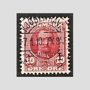 FRIM�RKER DANMARK | 1907 - AFA 55 - Frederik VIII 10 �re r�d - Lux Stemplet Kj�benhavn