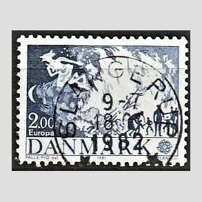 FRIM�RKER DANMARK | 1981 - AFA 728 - Folklore - 2,00 Kr. bl� - Pragt Stemplet Slangerup