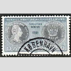 FRIM�RKER DANMARK | 1980 - AFA 710 - Gamle danske m�nter - 1,80 Kr. bl�/bl�gr�n - Pragt Stemplet K�benhavn