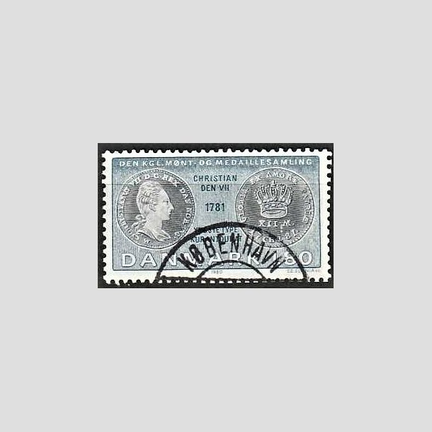 FRIMRKER DANMARK | 1980 - AFA 710 - Gamle danske mnter - 1,80 Kr. bl/blgrn - Pragt Stemplet Kbenhavn