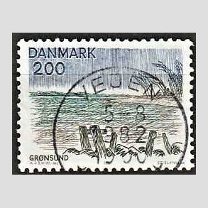 FRIM�RKER DANMARK | 1981 - AFA 733 - Sj�lland og �er - 200 �re flerfarvet - Pragt Stemplet Vejen