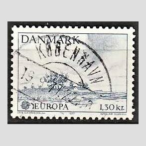 FRIM�RKER DANMARK | 1977 - AFA 636 - Europam�rke 1,30 Kr. bl� - Pragt Stemplet K�benhavn