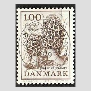 FRIM�RKER DANMARK | 1978 - AFA 669 - Sj�ldne svampe - 1,00 Kr. brun - Pragt Stemplet K�benhavn