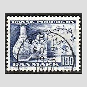 FRIM�RKER DANMARK | 1975 - AFA 590 - Dansk porcel�n - 130 �re bl� - Pragt Stemplet Virum