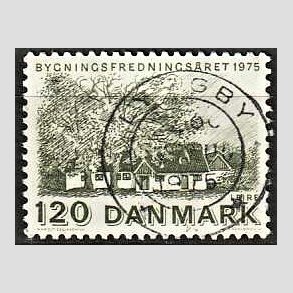 FRIM�RKER DANMARK | 1975 - AFA 592 - Bygningsfredning - 120 �re gr�n - Pragt Stemplet Lyngby