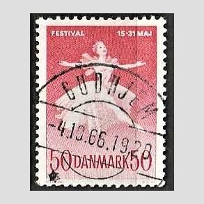 FRIM�RKER DANMARK | 1965 - AFA 438 - Ballet og Musikfestival - 50 �re r�d - Pragt Stemplet Gudhjem