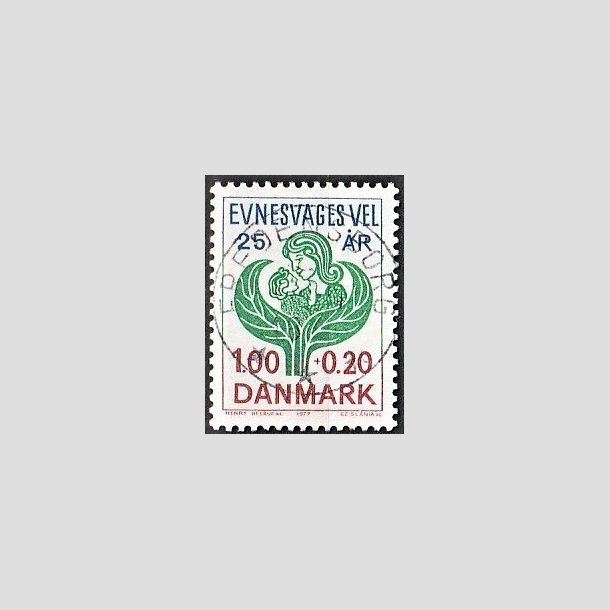 FRIMRKER DANMARK | 1977 - AFA 633 - Evnesvages vel - 1,00 + 0,20 Kr. bl/grn/rd - Pragt Stemplet Fredensborg