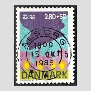 FRIMRKER DANMARK | 1985 - AFA 831 - 40-ret for befrielsen - 2,80 + 50 re Kr. flerfarvet - Pragt Stemplet lborg