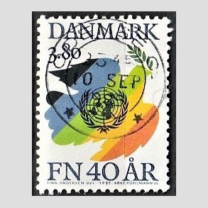FRIM�RKER DANMARK | 1985 - AFA 841 - FN 40 �r - 3,80 Kr. flerfarvet - Pragt Stemplet Odense C