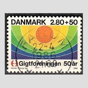 FRIMRKER DANMARK | 1986 - AFA 855 - Gigtforeningen 50 r - 2,80 Kr. + 50 re flerfarvet - Lux Stemplet Farum