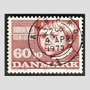 FRIMRKER DANMARK | 1971 - AFA 512 - Brnenes kontor - 60 + 10 re brunrd - Pragt Stemplet lborg