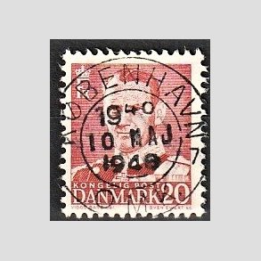 FRIMRKER DANMARK | 1948-50 - AFA 307 - Fr. IX 20 re rd - Pragt Stemplet Kbenhavn
