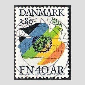FRIM�RKER DANMARK | 1985 - AFA 841 - FN 40 �r - 3,80 Kr. flerfarvet - Pragt Stemplet K�benhavn