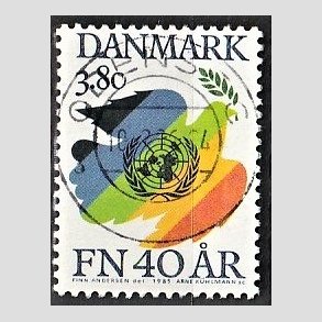 FRIM�RKER DANMARK | 1985 - AFA 841 - FN 40 �r - 3,80 Kr. flerfarvet - Pragt Stemplet Odense C