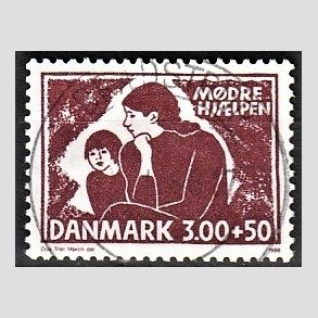 FRIMRKER DANMARK | 1988 - AFA 917 - Mdrehjlpen - 3,00 Kr. + 50 re rdbrun - Pragt Stemplet Brdstrup