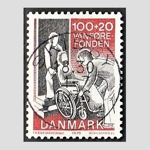 FRIMRKER DANMARK | 1976 - AFA 623 - Vanfrefonden - 100 + 20 re rd/sort - Pragt Stemplet Skibby