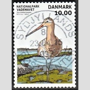 FRIM�RKER DANMARK | 2015 - AFA 1807 - Nationalpark Vadehavet - 10,00 Kr. kobbersneppe - Pragt Stemplet