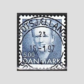FRIMRKER DANMARK | 1992 - AFA 1019 - Dronning Margrethe - 5,00 Kr. bl - Pragt Stemplet
