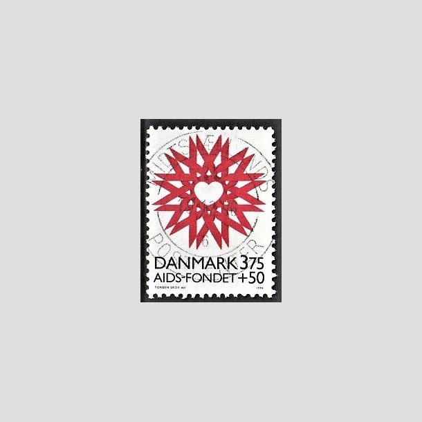 FRIMRKER DANMARK | 1996 - AFA 1130 - AIDS-Fondet - 3,75 Kr. + 50 re rd/sort - Pragt Stemplet