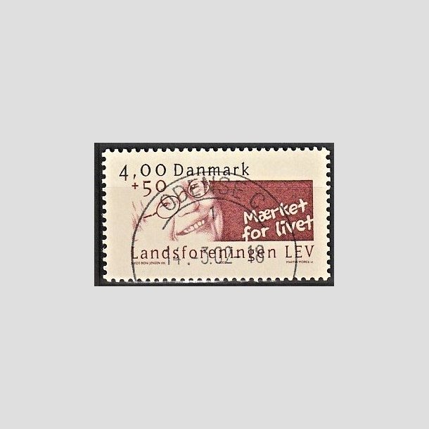 FRIMRKER DANMARK | 2002 - AFA 1314 - LEV - 4,00 Kr. + 50 re rd/sort - Pragt Stemplet Odense C