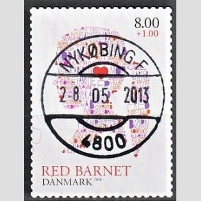 FRIMRKER DANMARK | 2013 - AFA 1747 - Red Barnet - 8,00 + 1,00 Kr. flerfarvet - Pragt Stemplet Nykbing F