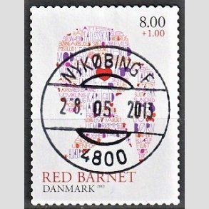FRIMRKER DANMARK | 2013 - AFA 1747 - Red Barnet - 8,00 + 1,00 Kr. flerfarvet - Pragt Stemplet Nykbing F