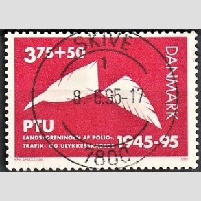 FRIMRKER DANMARK | 1995 - AFA 1096 - PTU - 3,75 Kr. + 50 re rd - Pragt Stemplet Skive