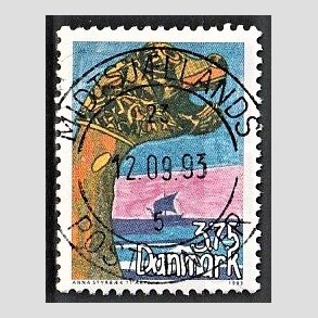 FRIM�RKER DANMARK | 1993 - AFA 1050 - Vindertegning frim�rketegning - 3,75 Kr. flerfarvet - Pragt Stemplet
