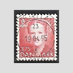 FRIMRKER DANMARK | 1992 - AFA 1017 - Dronning Margrethe - 3,75 Kr. rd - Pragt Stemplet