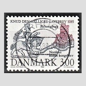 FRIM�RKER DANMARK | 1985 - AFA 835 - Domkirken i Lund - 3,00 Kr. m�rkbl�/lilla - Pragt Stemplet �rhus C