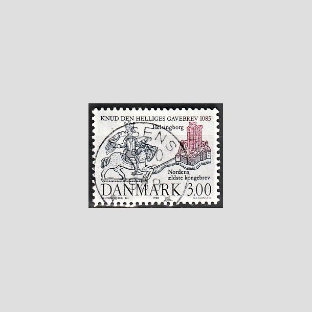FRIMRKER DANMARK | 1985 - AFA 835 - Domkirken i Lund - 3,00 Kr. mrkbl/lilla - Pragt Stemplet Assens