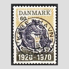 FRIM�RKER DANMARK | 1970 - AFA 499 - Nordslesvigs genforening 50 �r - 60 �re m�rkgr�/violet/gul - Pragt Stemplet K�benhavn