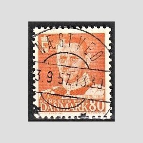FRIMRKER DANMARK | 1952-53 - AFA 341 - Fr. IX 80 re orange - Lux Stemplet Nstved