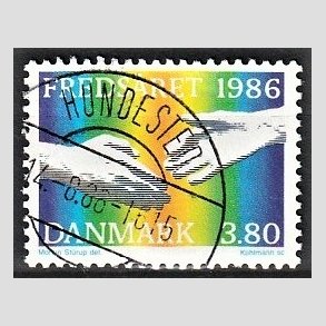 FRIM�RKER DANMARK | 1986 - AFA 857 - FN�s freds�r - 3,80 Kr. flerfarvet - Pragt Stemplet Hundested
