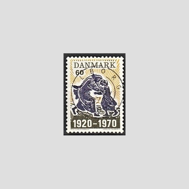 FRIMRKER DANMARK | 1970 - AFA 499 - Nordslesvigs genforening 50 r - 60 re mrkgr/violet/gul - Pragt Stemplet lborg