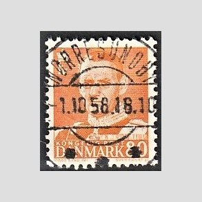 FRIMRKER DANMARK | 1952-53 - AFA 341 - Fr. IX 80 re orange - Lux Stemplet Nrresundby