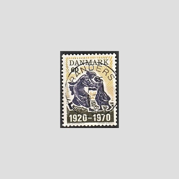 FRIMRKER DANMARK | 1970 - AFA 499 - Nordslesvigs genforening 50 r - 60 re mrkgr/violet/gul - Pragt Stemplet Randers