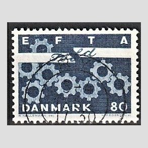 FRIM�RKER DANMARK | 1967 - AFA 453 - EFTA - 80 �re bl� - Pragt Stemplet Ry