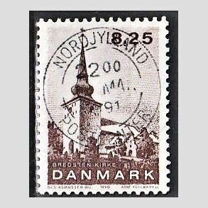 FRIMRKER DANMARK | 1990 - AFA 976 - Jyske landsbykirker - 8,25 Kr. brun - Lux Stemplet