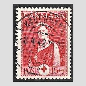 FRIMRKER DANMARK | 1939 - AFA 253 - Dronning Alexandrine Rde Kors - 15 + 5 re rd - Pragt Stemplet Kbenhavn