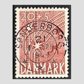 FRIM�RKER DANMARK | 1947 - AFA 300 - Modstandsbev�gelsen - 20 + 5 �re r�d - Pragt Stemplet S�nderborg