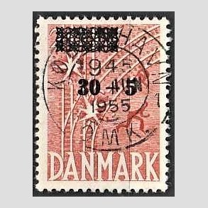 FRIMRKER DANMARK | 1955 - AFA 359 - Frihedsfond provisorier - 30 + 5/20 + 5 re rd - Pragt Stemplet Kbenhavn