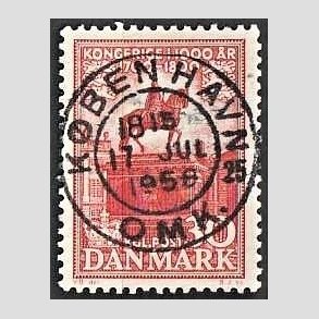 FRIM�RKER DANMARK | 1953-56 - AFA 354 - Kongeriget 1000 �r - 30 �re r�d - Pragt Stemplet K�benhavn