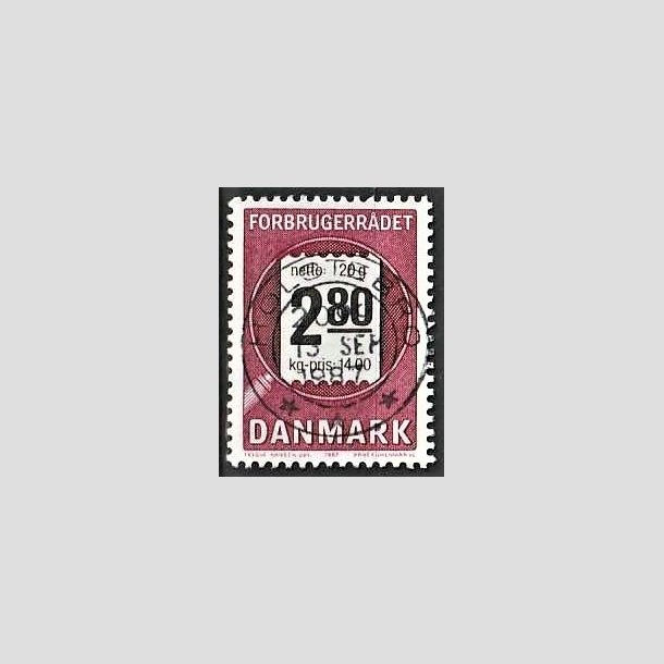 FRIMRKER DANMARK | 1987 - AFA 878 - Forbrugerrdet 40 r. - 2,80 Kr. lilla/sort - Pragt Stemplet Holstebro