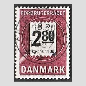 FRIM�RKER DANMARK | 1987 - AFA 878 - Forbrugerr�det 40 �r. - 2,80 Kr. lilla/sort - Pragt Stemplet Solr�d Strand